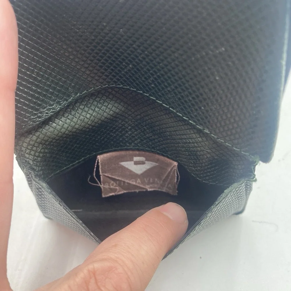 BOTTEGA‎ VENETA Green Intrecciato Leather Mens Bifold Wallet Italy Card SEE PICS